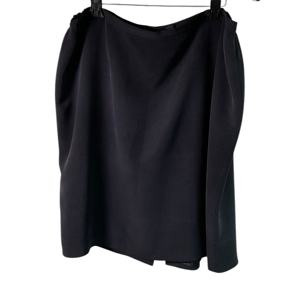 CHAUS Women's Black Silk Blend Elastic‎ Waist Midi Skirt Size 24